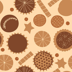 Sweets and cookie seamless pattern. Illustration of cookies, sugar, chocolate sweet cookie - 726426018