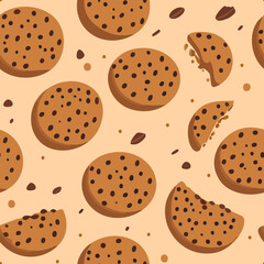 Bake pattern design with chocolate chip cookies. Seamless cookies pattern design - 726426076