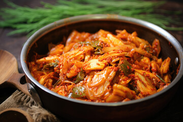 
korean people are makein kimchi