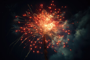Fototapeta na wymiar Fireworks in the night sky. 3d rendering. Computer digital drawing