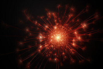 Fototapeta premium Fireworks in the night sky. 3d rendering. Computer digital drawing