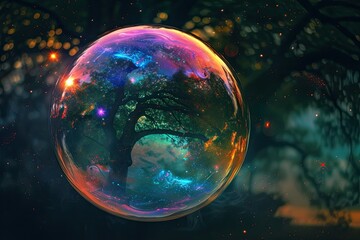 Fototapeta premium soap bubble in a surreal starry world