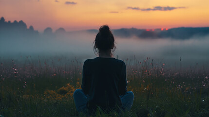 Obraz premium Morning meditation in nature.