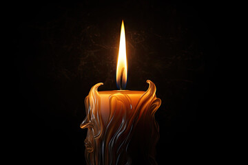 Naklejka premium Burning candle on black background, closeup