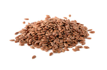 Flax seed on white background.