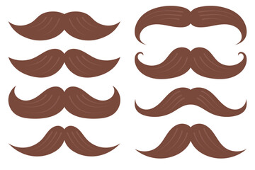 Set of mustaches flat style