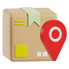 Delivery Box location tracking, cardboard shipping 3d icon