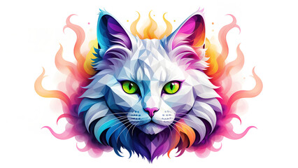 colorful smoke geometric angora cat