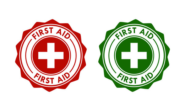 First aid design badge template illustration