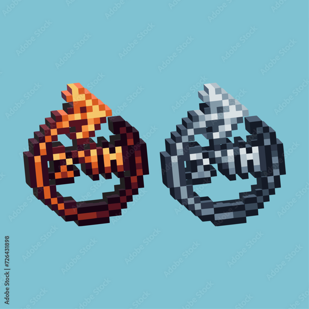 Poster isometric pixel art 3d of 24hours redo icon for items asset.24h sign icon on pixelated style.8bits p