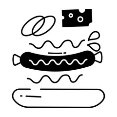 Hot dog glyph and line vector illustration