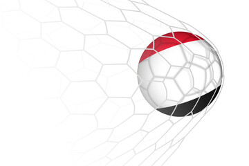 Yemen flag soccer ball in net.