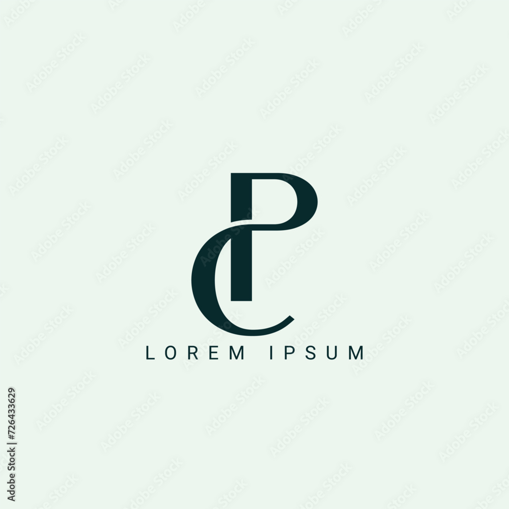 Poster pc cp p c abstract vector logo monogram template
