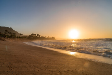 sunset on the sunset beach on oahu in hawaii