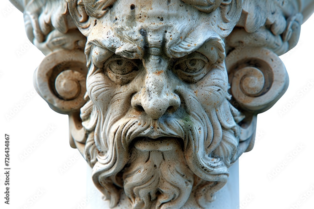 Aufkleber A detailed close-up of a statue depicting a man with a beard. This image can be used in various contexts