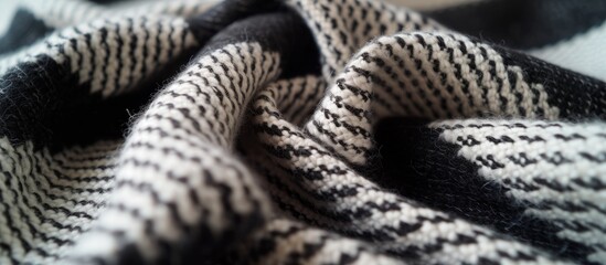 Silk-wool blend fabric in black and white, perfect for versatile projects.