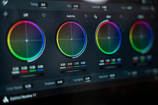 Color grading machine for adjusting color on digital video movie with green screen