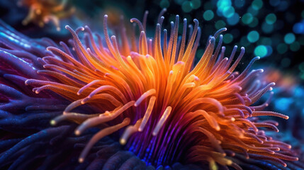 Living Sea Anemone in its Natural Habitat - Generative AI