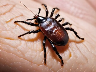 a tick on a human's finger