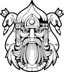 medieval Slavic warrior, illustration design - 726437205