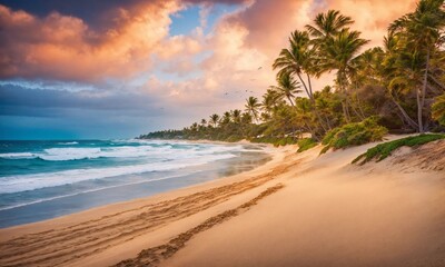 Fototapeta na wymiar Beautiful tropical beach with white sand,