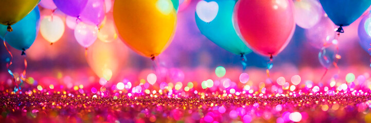 airy multi-colored holiday balloons. Selective focus. - obrazy, fototapety, plakaty
