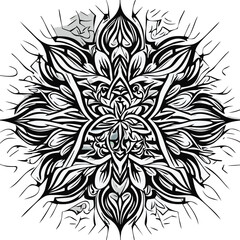 Mandala Black and white circle flower pattern in vintage mandala style for tattoos, fabrics or decorations and more. Mandala colorful decoration relaxing meditation. Round ornament floral pattern.  