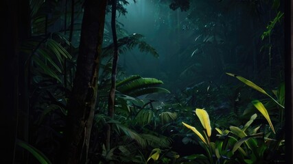 landscape jungle at night with beauty sky background