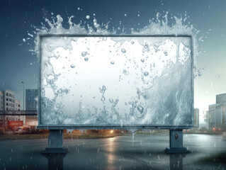 Water Splash Effect on a Blank Billboard - Generative AI
