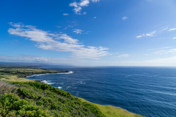 view of the sea from the coast of the pacific on big island in hawaii
