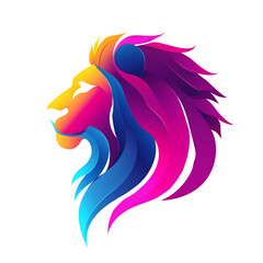 Vibrant Mane Majesty: A Colorful Lion Logo