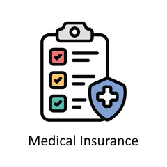 Medical insurance vector Filled outline icon style illustration. EPS 10 File
