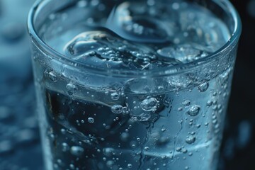 A close up of a glass of water. Suitable for various concepts and themes