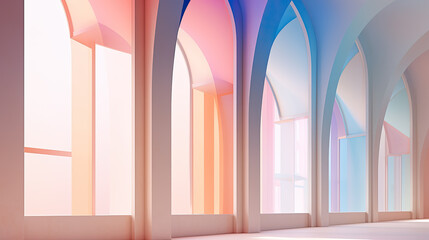 Pastel Arches Illuminated by Soft Light - Generative AI