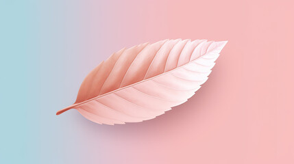Pink Autumn Leaf in Pastel Color Gradient - Generative AI