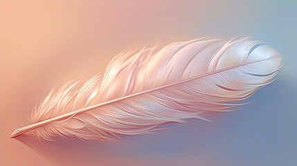 Pink Feather on a Gradient Background - Generative AI