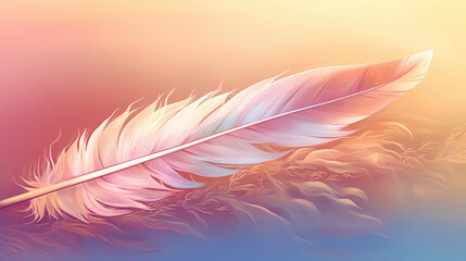Abstract Pink Feather on Gradient Background - Generative AI