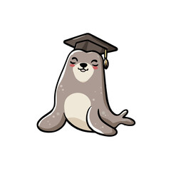  kawaii seal wearing a student cap