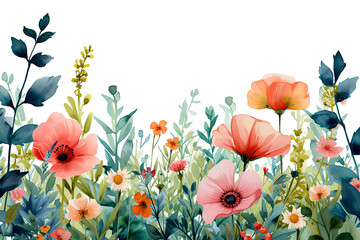 Watercolor Flowers A Vibrant Botanical Illustration for Stylish Decor and Artistic Expression, Generative Ai