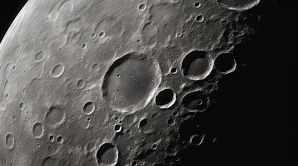 Close-Up of the Moon's Cratered Surface - Generative AI