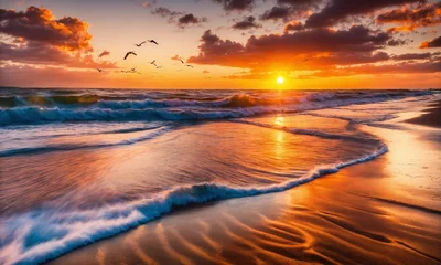 Foto auf Acrylglas Soft beautiful ocean wave on sandy beach. baeutiful landscape beach © Dompet Masa Depan