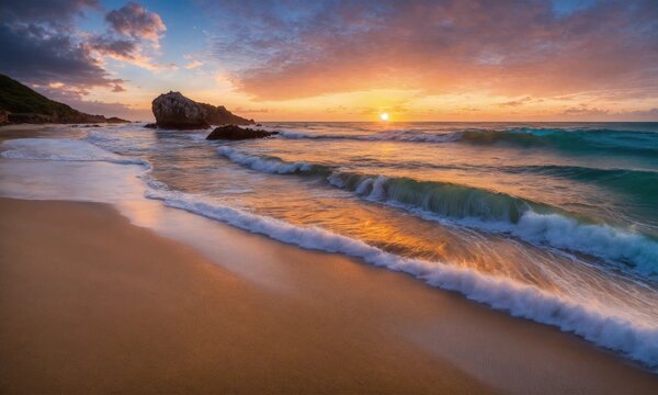 Soft beautiful ocean wave on sandy beach. baeutiful landscape beach