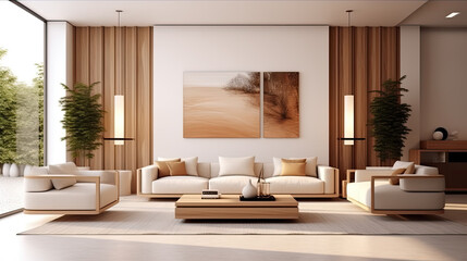 Modern Living Room with Elegant Furniture - Generative AI