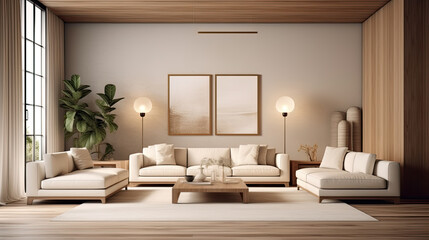 Modern Living Room with Elegant Furniture - Generative AI