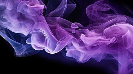 Fototapeta premium Wispy Purple Smoke Flowing on Black Background - Generative AI