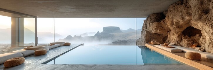 Geothermal luxury spa in a volcanic landscape 