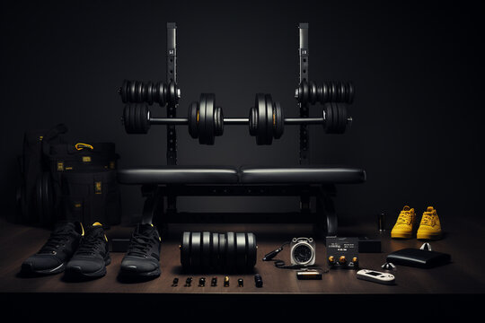 3d rendering of a modern fitness room with gym equipment and equipment
