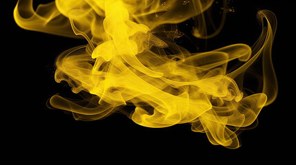 Fototapeta premium Wispy Yellow Smoke Flowing on Black Background - Generative AI