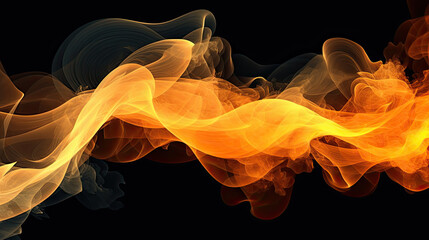 Wispy Orange Smoke Flowing on Black Background - Generative AI