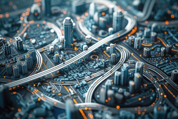 A stunning aerial view of a city at night, capturing the vibrant lights and architectural beauty. Perfect for cityscapes, urban landscapes, and night photography projects